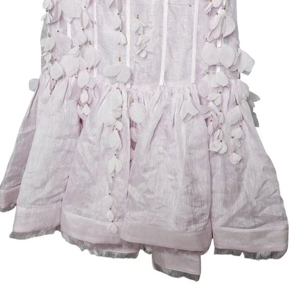 Zimmermann Botanica Petal Floral Applique Lilac Purple Silk Linen Bustier Gown - Picture 9 of 17